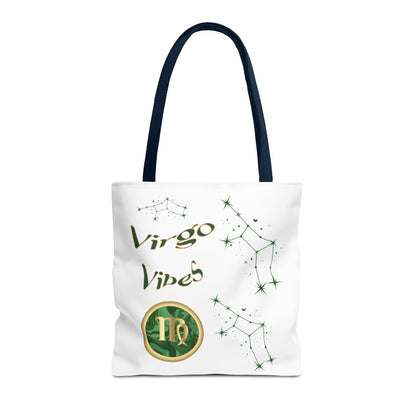 Personalized Initial & D.O.B Virgo Vibes Zodiac White Tote Bag