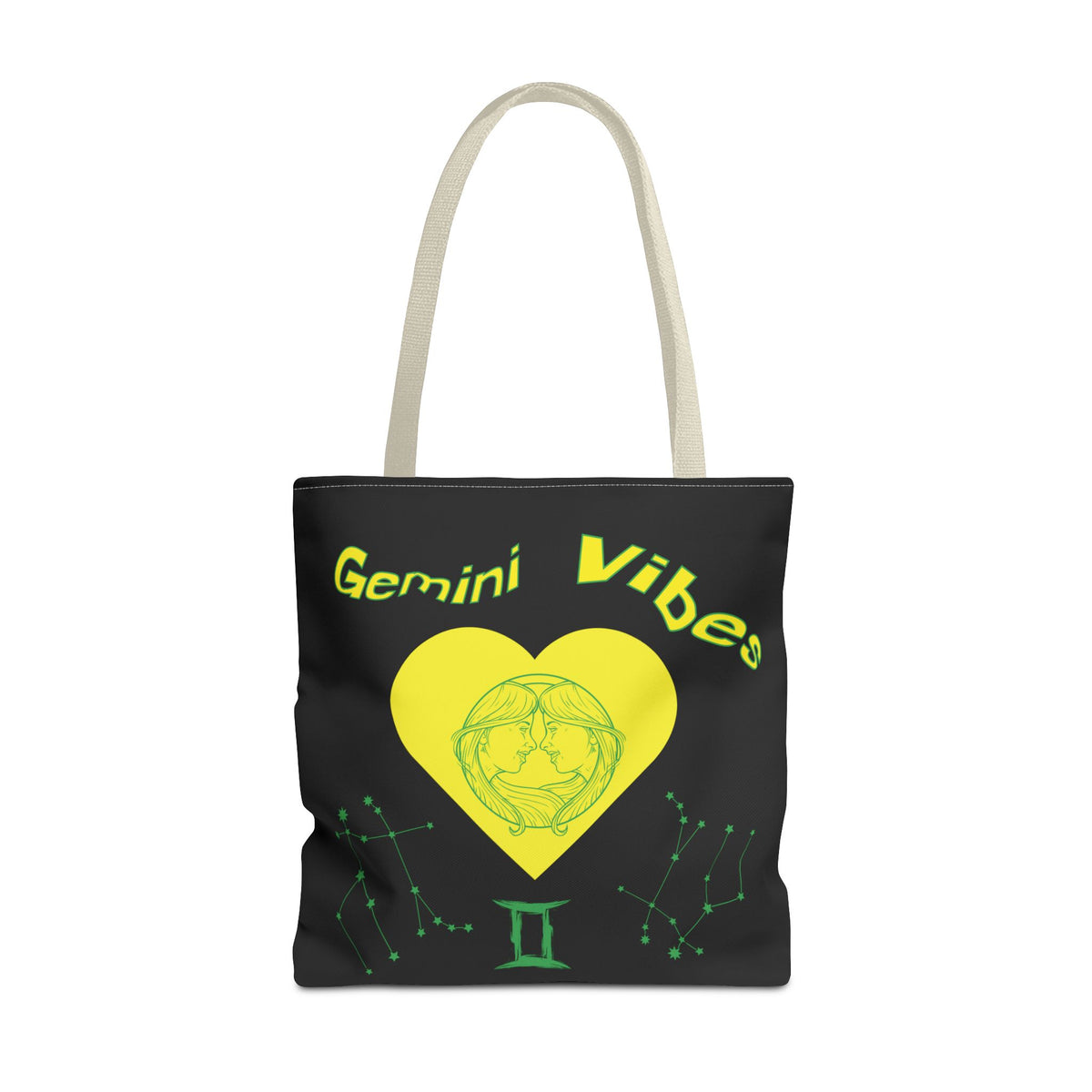 Personalized Initial & D.O.B Gemini Vibes black Zodiac Tote Bag