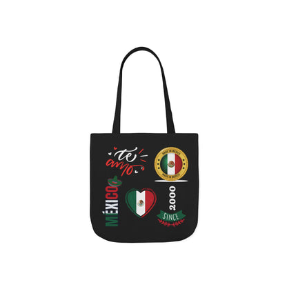 Personalized D.O.B and initial Viva México Flag Canvas Tote  Reusable Bag