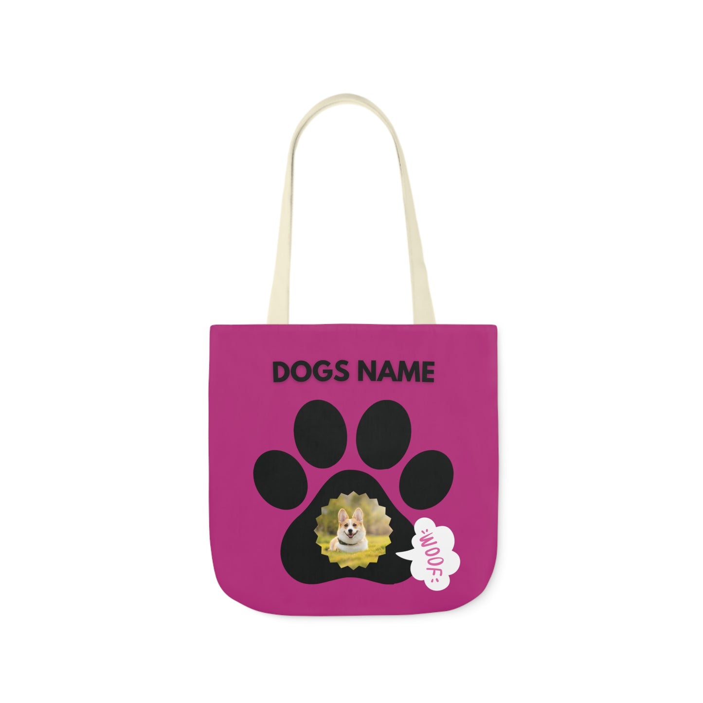 Pink Personalized Dog Canvas Tote Bag