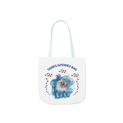 White and Blue Personalized Cat Canvas Tote Bag