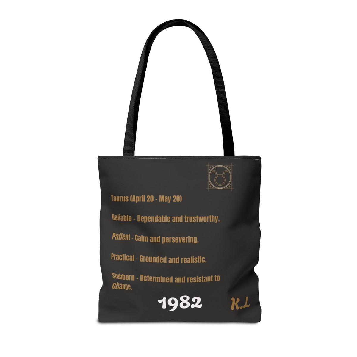 Personalized Taurus Vibes' Zodiac Canvas Tote Bag with Birth Year & Initials