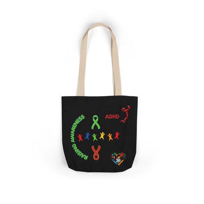 Autism Awareness Canvas Tote — Rainbow Handprints & Ribbon Design