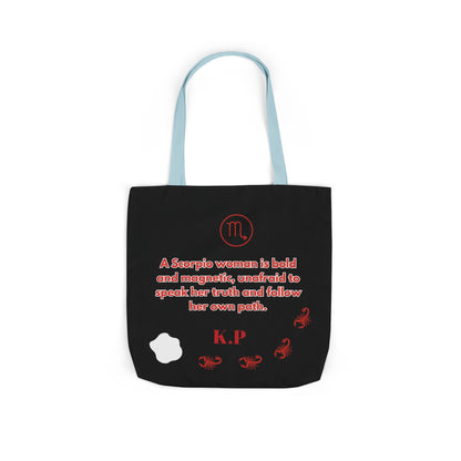 Personalized D.O.B Scorpio 1987 Tote Bag with initials in back — Zodiac Canvas Tote with Neon Scorpion Design