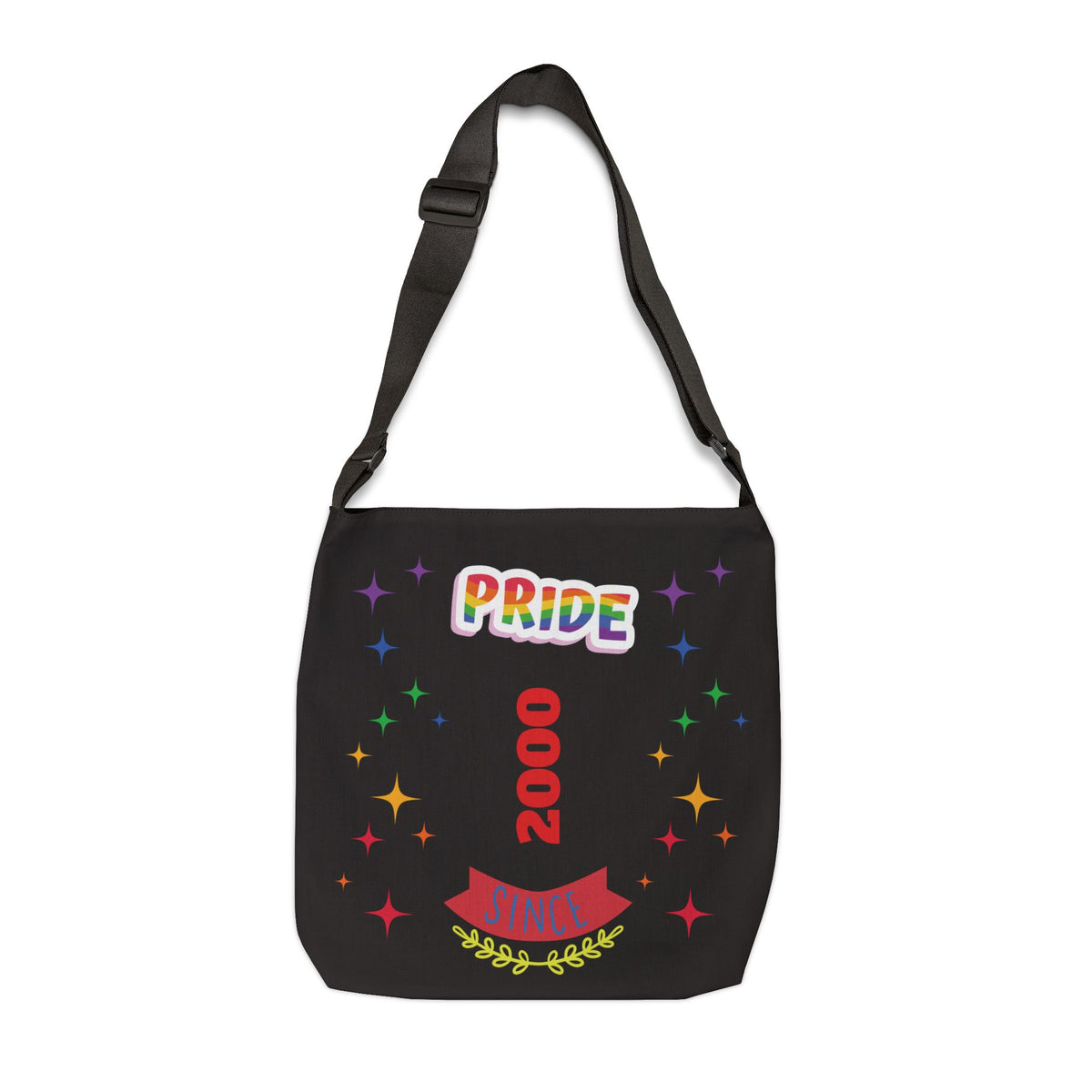 Personalzized Initial & D.O.B Pride Always Adjustable Tote Bag – Rainbow Hearts, 24/7 LGBTQ+ Celebration
