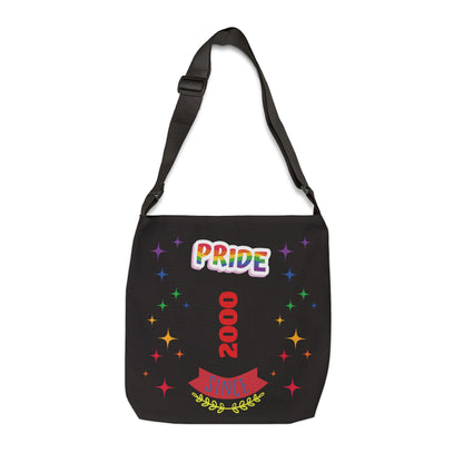 Personalzized Initial & D.O.B Pride Always Adjustable Tote Bag – Rainbow Hearts, 24/7 LGBTQ+ Celebration