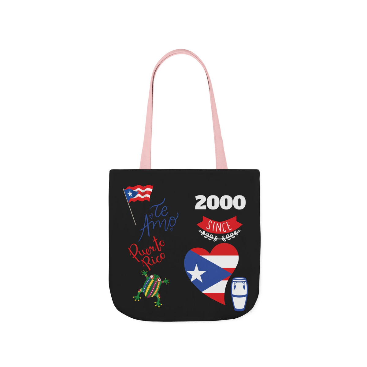 Puerto Rico Pride Canvas Tote Bag — Personalized with initial and D.O.D