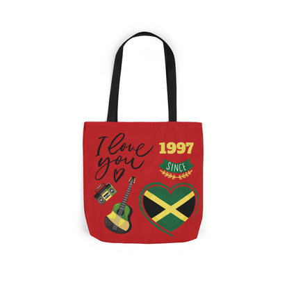 Personalized D.O.B & Initial Jamaica Theme Canvas Tote Bag