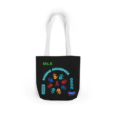 Autism Awareness Canvas Tote — Rainbow Handprints & Ribbon Design