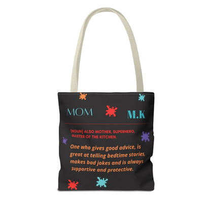 Personalized Mom Canvas Tote Bag — Watercolor Initials Splash