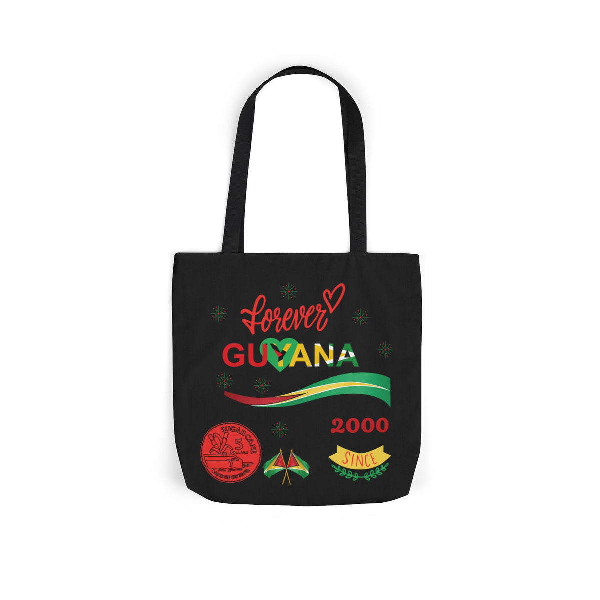 Personalized D.O.B and initial Love You Guyana Canvas Tote Bag