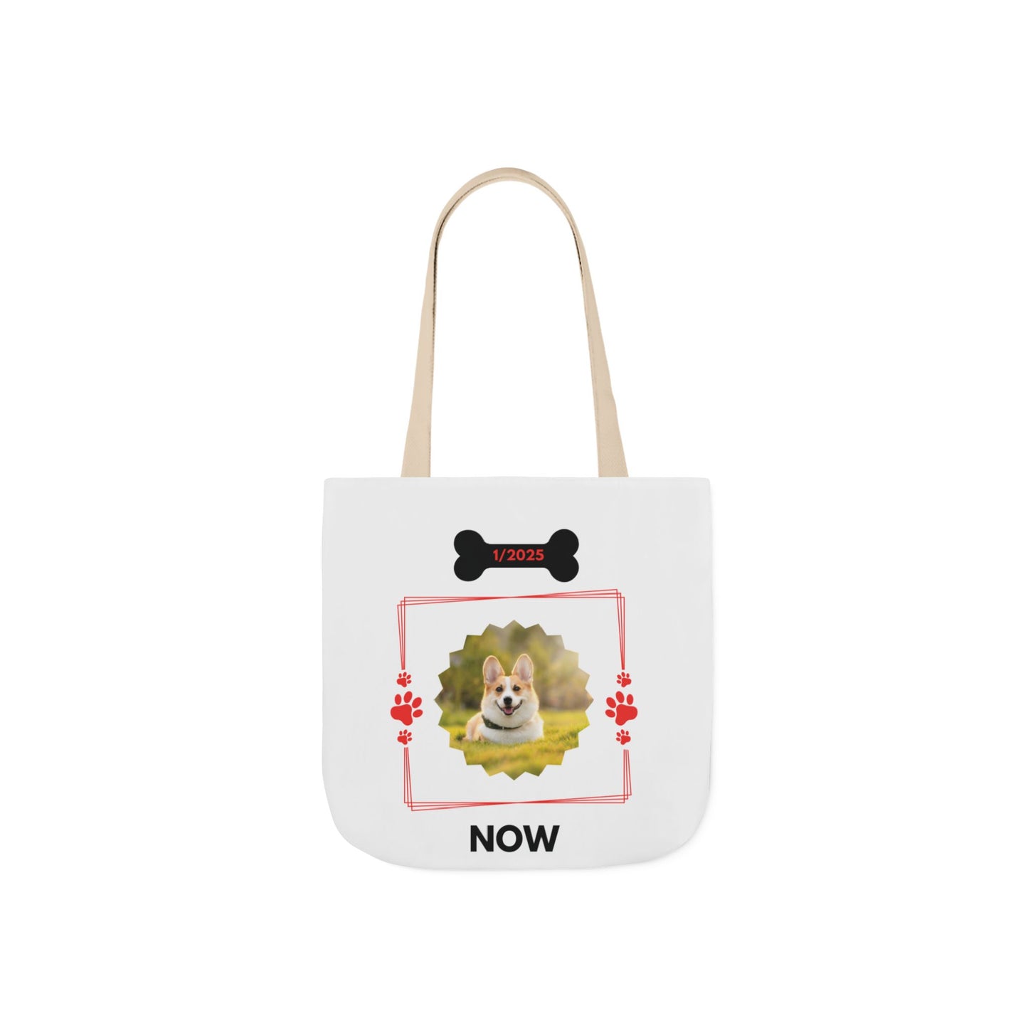 Personalized Dog Before and Now Photos White Canvas Tote Bag