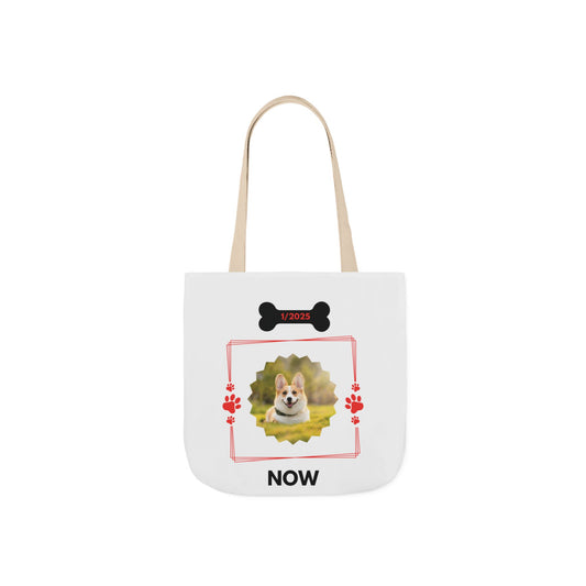 Personalized Dog Before and Now Photos White Canvas Tote Bag