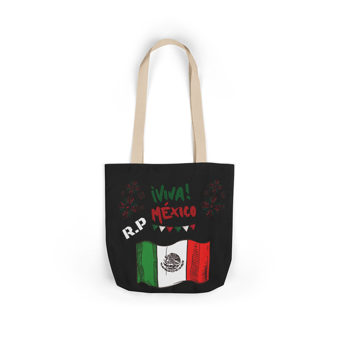 Personalized D.O.B and initial Viva México Flag Canvas Tote  Reusable Bag