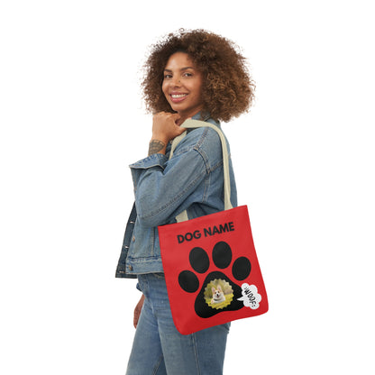 Red and Black Personalized Dog Canvas Tote Bag