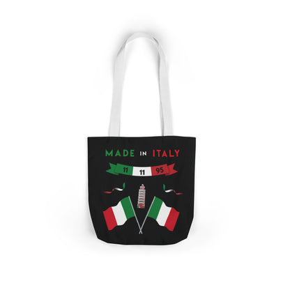 Black Canvas Tote Bag - Italy Theme