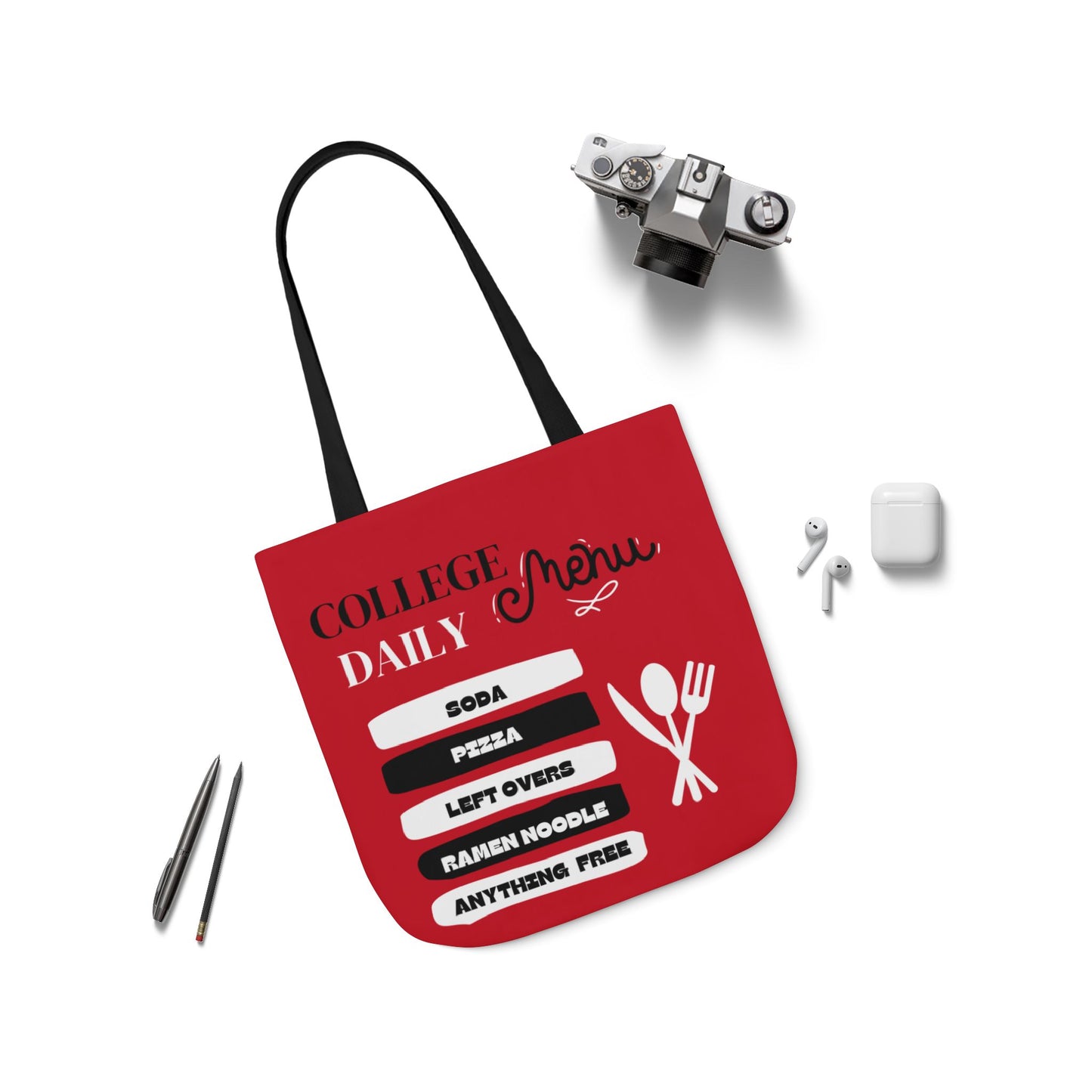 Funny Student Red Canvas Tote Bag