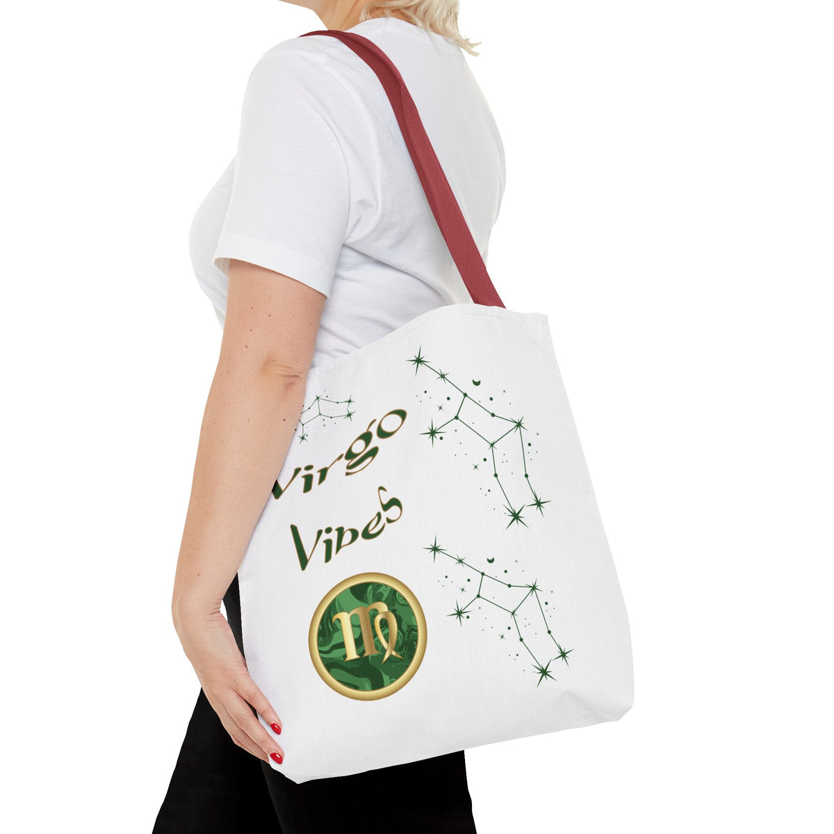 Personalized Initial & D.O.B Virgo Vibes Zodiac White Tote Bag