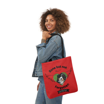 Red and Black Personalized Dog Memorial Tote Bag