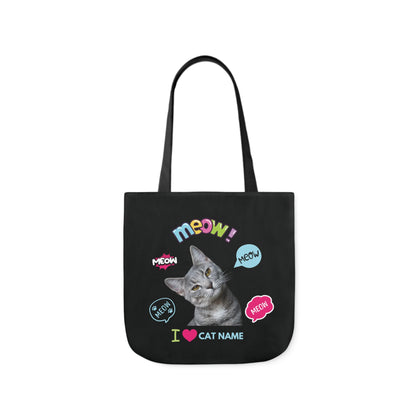 Black Personalized Cat Canvas Tote Bag