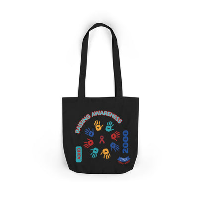 ADHD Awareness Rainbow Ribbon Canvas Tote with Personalized awareness year.
