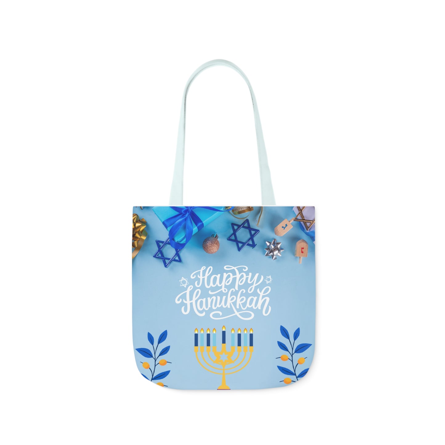 Blue and White Hanukkah Canvas Tote Bag