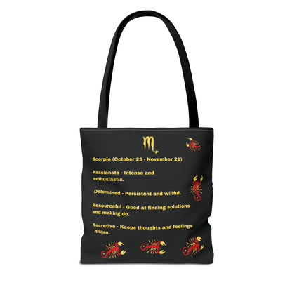 Black Zodiac Scorpio Tote Bag