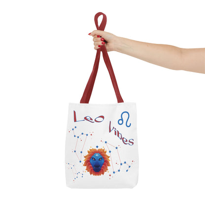 Personalized Year & Initial, Leo Vibes Zodiac White Tote Bag