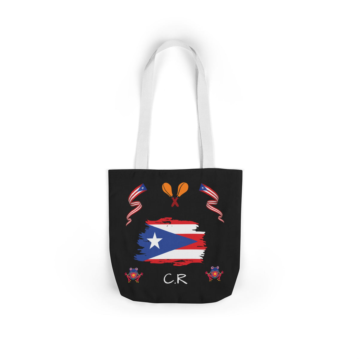 Puerto Rico Pride Canvas Tote Bag — Personalized with initial and D.O.D
