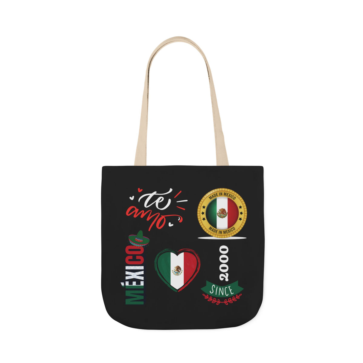 Personalized D.O.B and initial Viva México Flag Canvas Tote  Reusable Bag