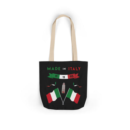 Black Canvas Tote Bag - Italy Theme