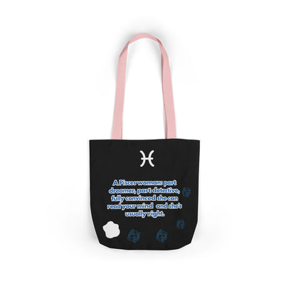 Personalized Zodiac D.O.B. Black Canvas Tote Bag