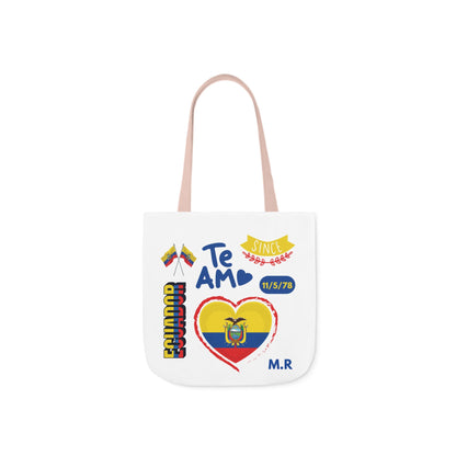 Ecuadorian Pride Canvas Tote Bag with 5-Color Straps – Te Amo & Yo Soy Designs