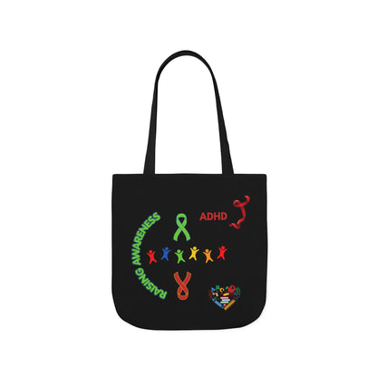 Autism Awareness Canvas Tote — Rainbow Handprints & Ribbon Design