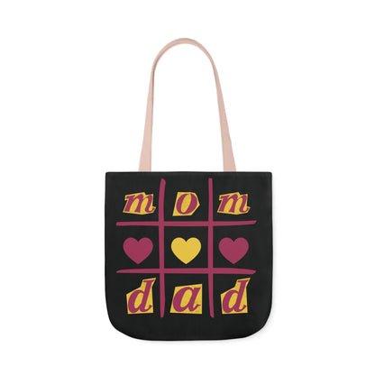 Canvas Tote Bag, Black Family Tic Tac Toe Design