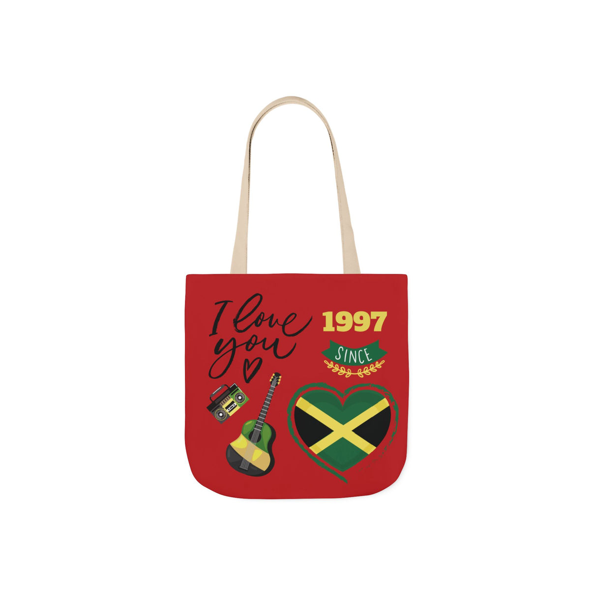Personalized D.O.B & Initial Jamaica Theme Canvas Tote Bag