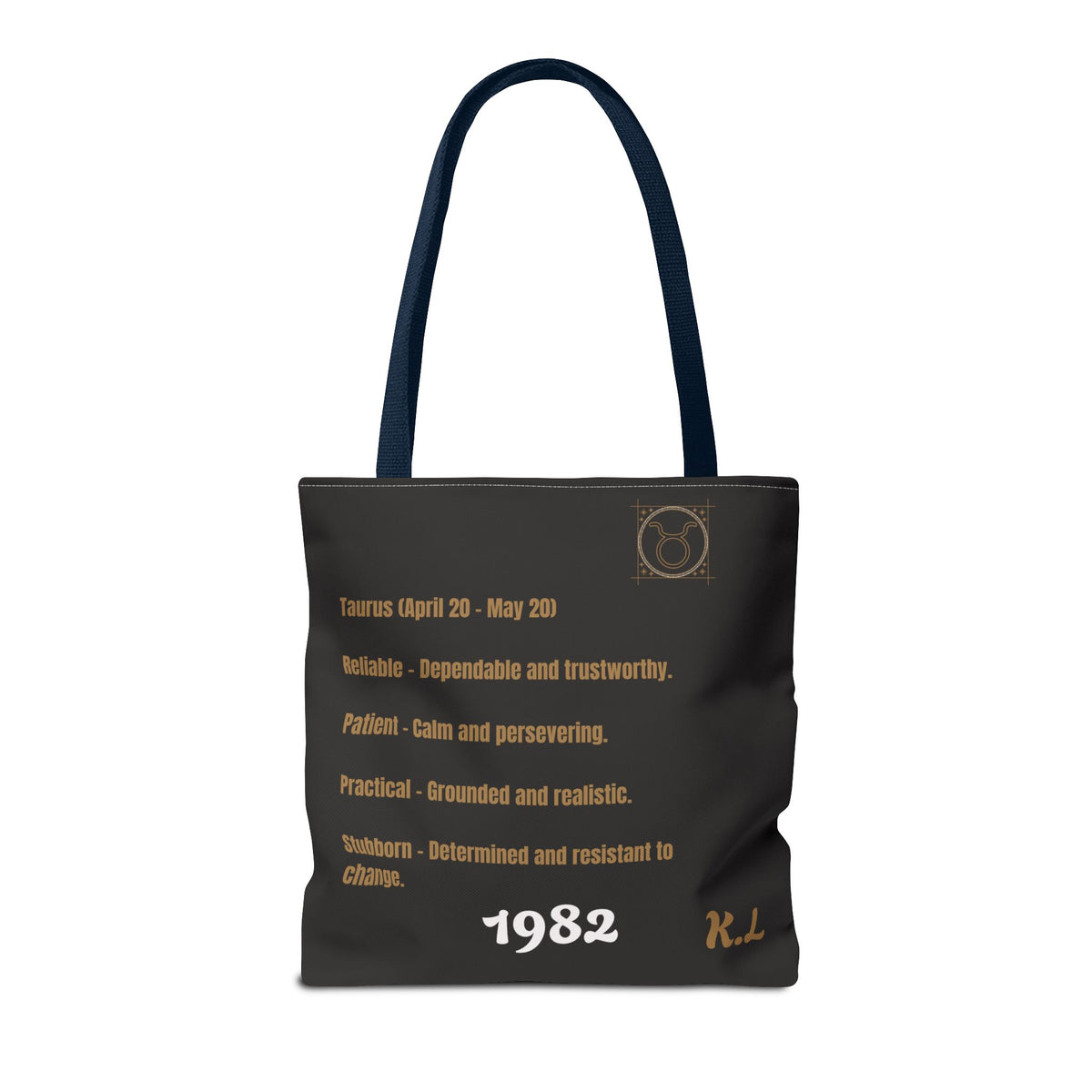 Personalized Taurus Vibes' Zodiac Canvas Tote Bag with Birth Year & Initials