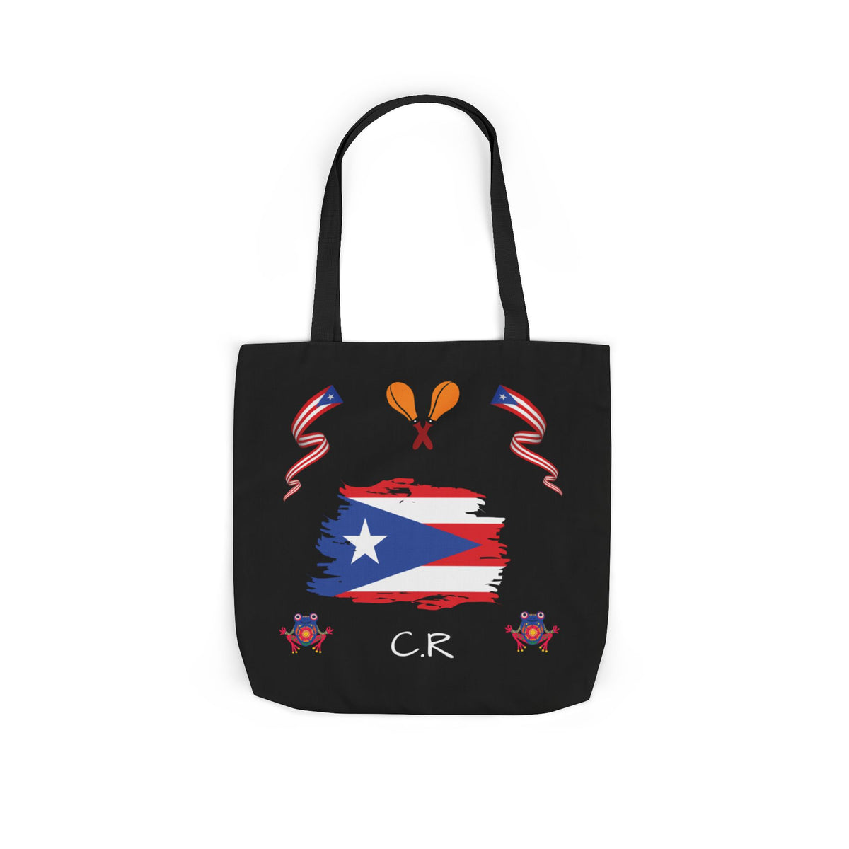 Puerto Rico Pride Canvas Tote Bag — Personalized with initial and D.O.D