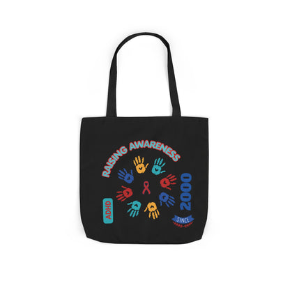 ADHD Awareness Rainbow Ribbon Canvas Tote with Personalized awareness year.