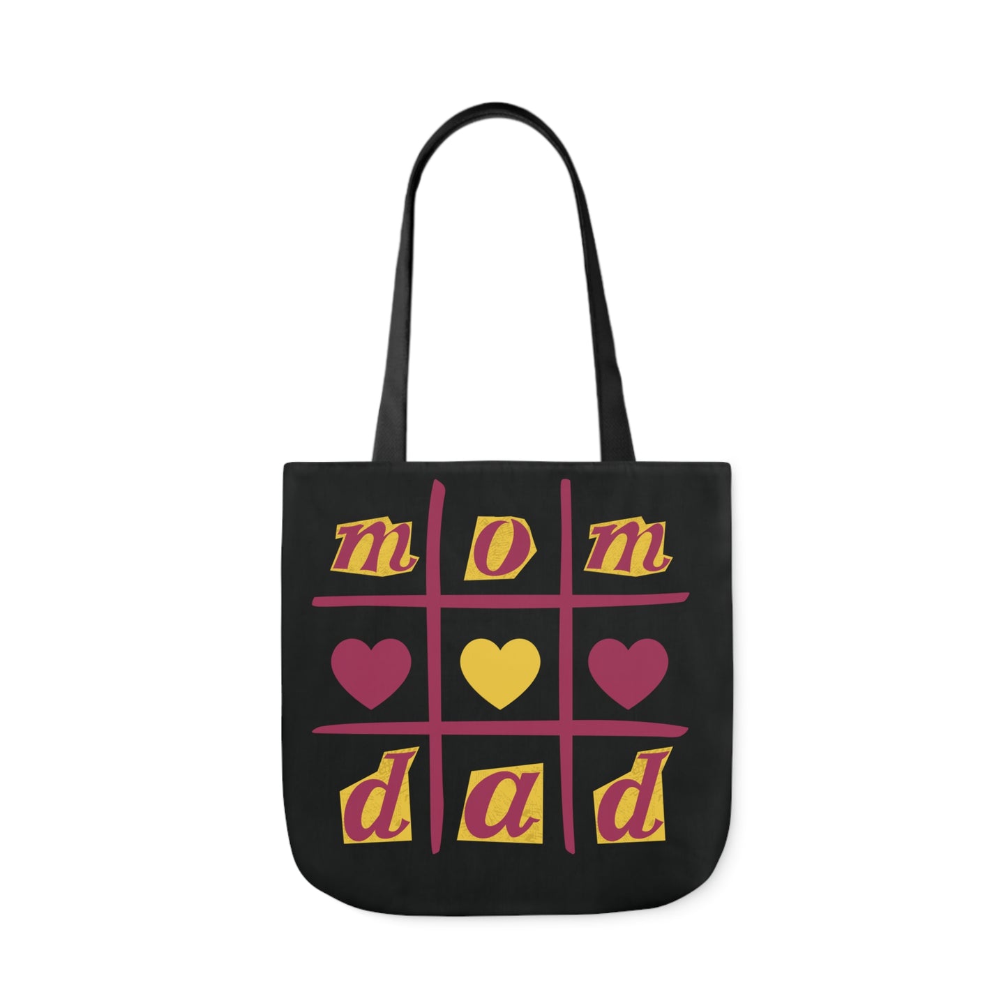 Canvas Tote Bag, Black Family Tic Tac Toe Design