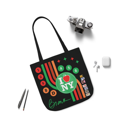 Personalized initial NY Retro Subway Canvas Tote — Colorful Graphic Market Bag