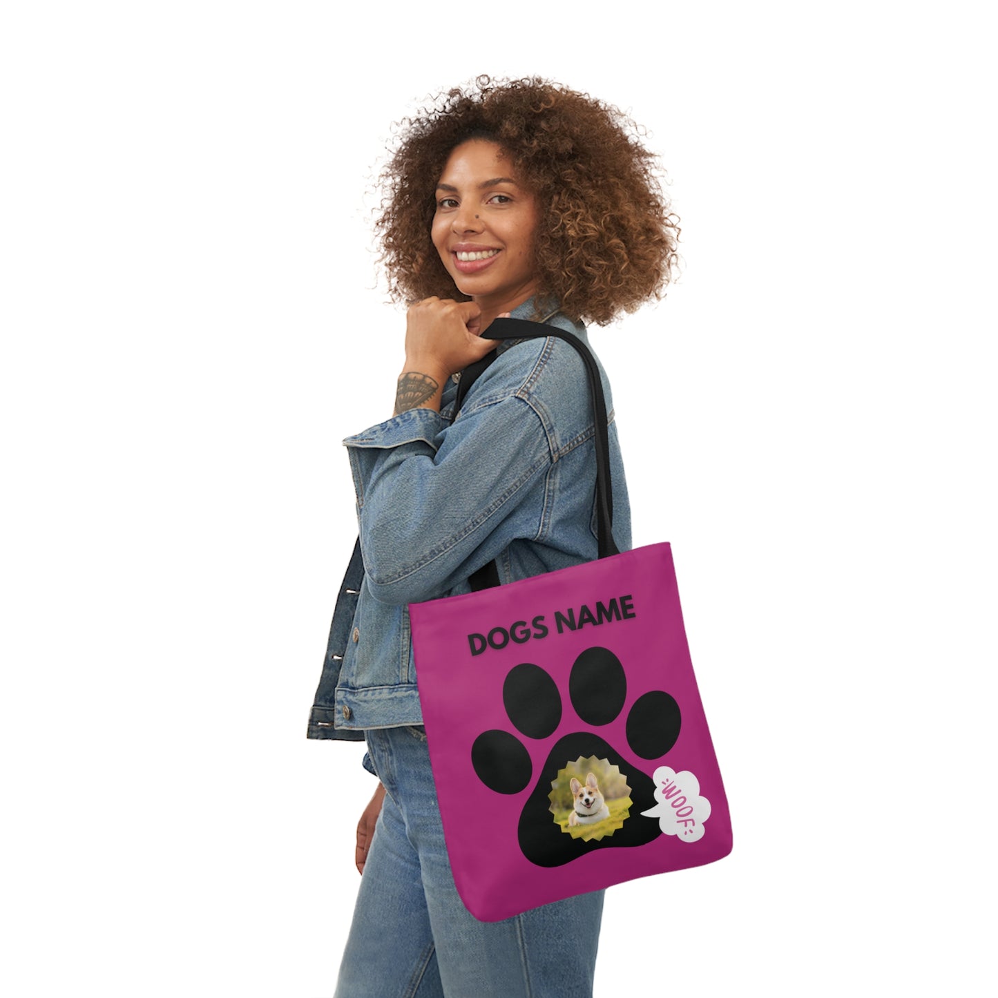 Pink Personalized Dog Canvas Tote Bag