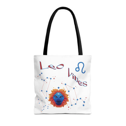 Personalized Year & Initial, Leo Vibes Zodiac White Tote Bag