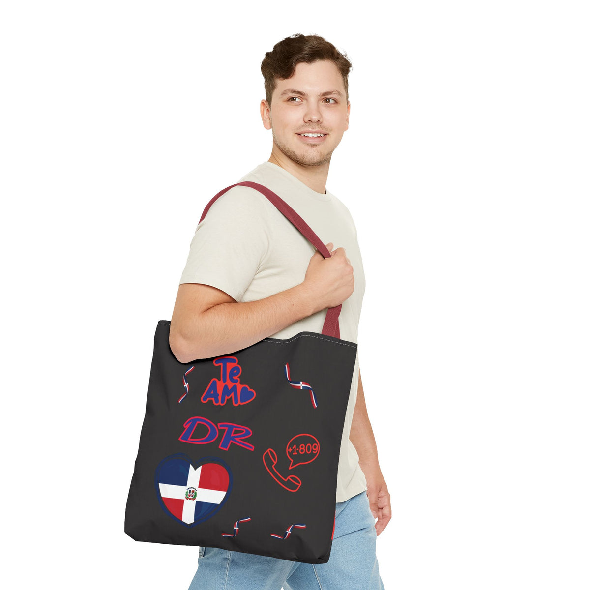 Personalized Initials & D.O.B Dominican Republic CanvasTote Bag