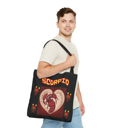 Black Zodiac Scorpio Tote Bag