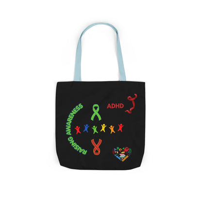 Autism Awareness Canvas Tote — Rainbow Handprints & Ribbon Design