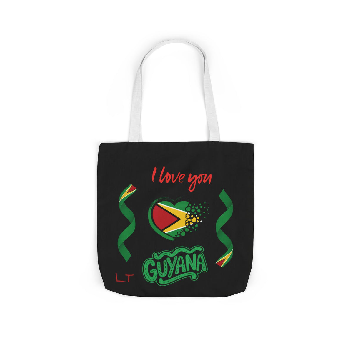 Personalized D.O.B and initial Love You Guyana Canvas Tote Bag