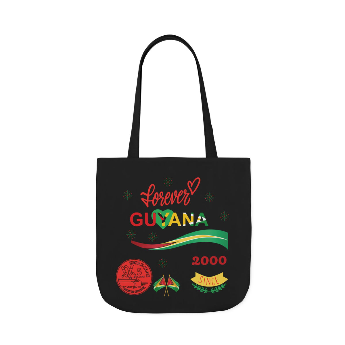 Personalized D.O.B and initial Love You Guyana Canvas Tote Bag