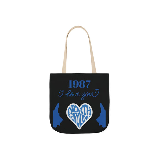 Personalized D.O.B Canvas Tote Bag, North Carolina theme Black bag
