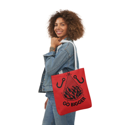 Fishing Canvas Red Tote Bag